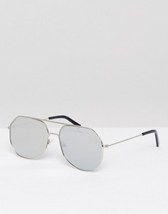 Солнцезащитные очки-авиаторы с серебристыми блестящими стеклами Pala - Серебряный