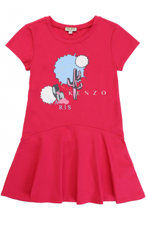 Мини-платье из эластичного хлопка с принтом Kenzo