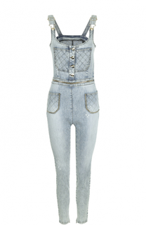 Джинсовый комбинезон с металлизированной отделкой Philipp Plein