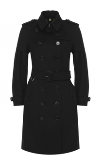 Приталенное двубортное пальто с поясом и погонами Burberry