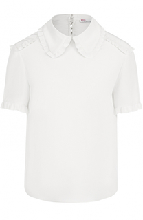 Хлопковый топ с отложным воротником и оборками REDVALENTINO
