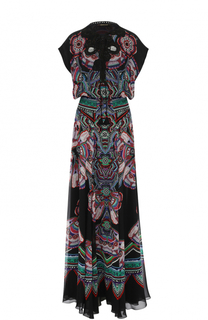 Шелковое платье-макси с ярким принтом Roberto Cavalli