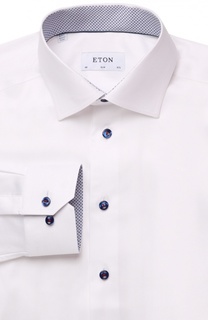 Хлопковая приталенная сорочка с воротником кент Eton