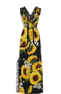 Приталенное платье-макси с цветочным принтом Dolce &amp; Gabbana