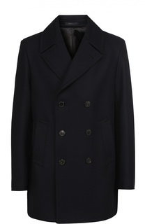 Укороченное двубортное пальто из смеси шерсти и кашемира Armani Collezioni