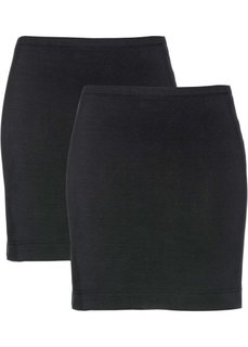 Мини-юбка стретч (2 шт.) (черный + черный) Bonprix