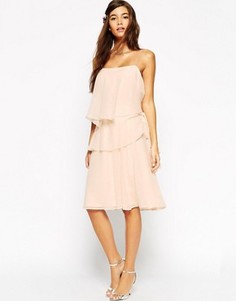 Платье с оборками и пояском на боку ASOS WEDDING - Кремовый