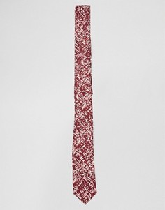 Бордовый узкий галстук с принтом в виде зарисовки ASOS - Красный