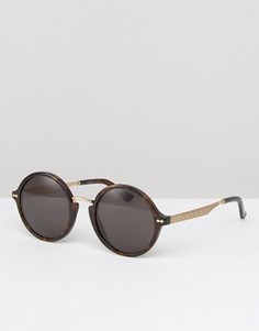 Круглые солнцезащитные очки в темной черепаховой оправе Gucci - Коричневый