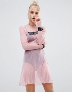 Сетчатое платье с блестками The Ragged Priest - Розовый