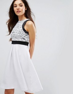 Приталенное платье миди с кружевным лифом 2 в 1 Vesper - Белый