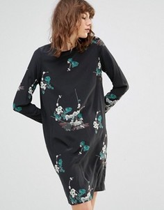 Платье мини с цветочным принтом Samsoe & Samsoe Poland - Черный
