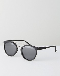 Черные круглые солнцезащитные очки с темно-серой планкой на переносице ASOS - Черный