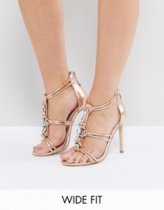 Декорированные сандалии на каблуке для широкой стопы ASOS HIGH SHINE - Бежевый