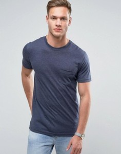 Длинная футболка с закругленным краем и карманом Redefined Rebel - Темно-синий