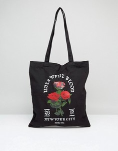 Черная сумка-тоут с розами ASOS - Черный