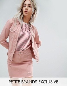 Розовая джинсовая куртка с потертой отделкой Urban Bliss Petite - Розовый