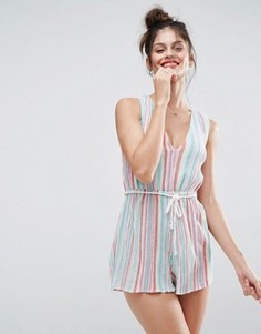 Ромпер в разноцветную полоску с поясом ASOS - Мульти