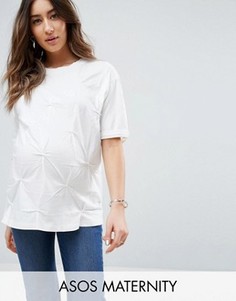 Oversize-футболка с защипами ASOS Maternity - Белый
