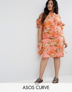 Комбинируемая юбка с гавайским принтом и бантиками ASOS CURVE - Мульти