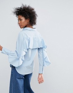 Рубашка с оборками на спине Neon Rose - Синий