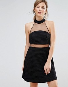 Платье мини с сетчатой вставкой New Look - Черный