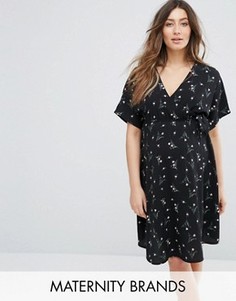 Платье с запахом и цветочным принтом New Look Maternity - Черный