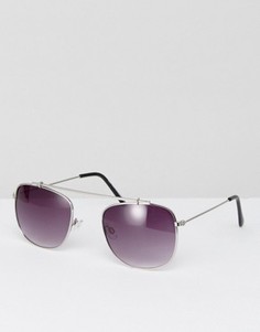 Квадратные солнцезащитные очки с планкой сверху New Look - Серебряный