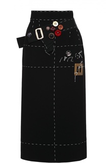 Юбка прямого кроя с контрастной прострочкой и декоративной отделкой Dolce &amp; Gabbana