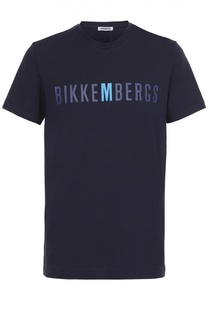 Хлопковая футболка с контрастной надписью Dirk Bikkembergs