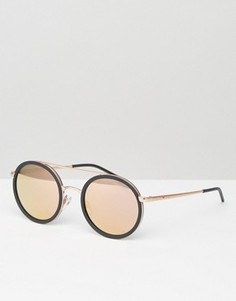 Круглые солнцезащитные очки с зеркальными стеклами Emporio Armani - Черный