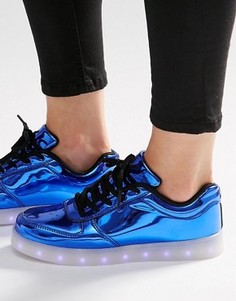 Ярко-синие кроссовки со светящейся подошвой Wize & Ope - Синий