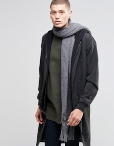 Узкий темно-серый шарф из оригинальной пряжи ASOS - Серый