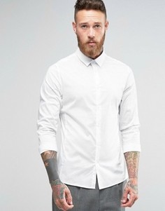 Строгая рубашка узкого кроя из эластичного поплина Hoxton Shirt Company - Белый