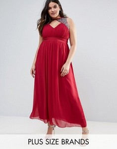 Платье макси с разрезом сбоку и декоративной отделкой Little Mistress Plus - Красный