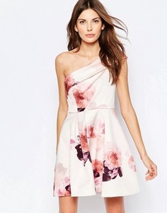 Приталенное платье на одно плечо с цветочным принтом Keepsake - Розовый