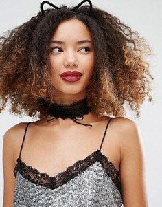 Кружевное ожерелье-чокер с бантиком Missguided - Черный