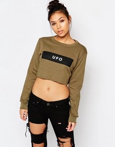 Укороченный свитшот с принтом UFO Adolescent Clothing - Зеленый