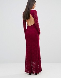 Кружевное платье макси с открытой спиной City Goddess - Красный