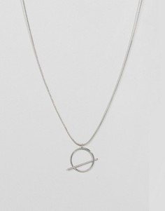 Длинное ожерелье с кольцом и планкой Pieces Kiva - Серебряный