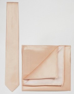 Галстук и платок для нагрудного кармана ASOS Wedding - Розовый