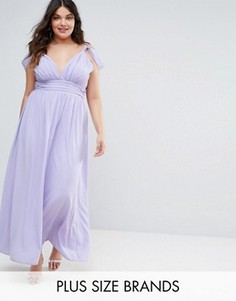 Платье макси с открытыми плечами John Zack Plus - Фиолетовый