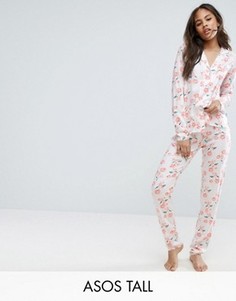 Пижамная рубашка и брюки с цветочным принтом ASOS TALL - Мульти