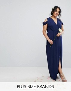 Платье макси с запахом TFNC Plus Wedding - Темно-синий