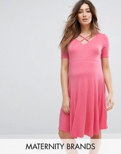 Короткое приталенное платье для беременных New Look - Оранжевый