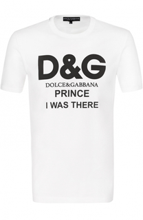 Хлопковая футболка с контрастной надписью Dolce &amp; Gabbana
