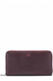 Кожаный бумажник на молнии с отделениями для кредитных карт и монет Dolce &amp; Gabbana