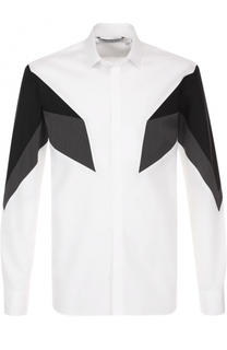 Хлопковая рубашка с контрастной отделкой Neil Barrett