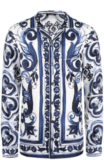 Шелковая рубашка в пижамном стиле с принтом Dolce &amp; Gabbana