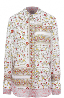 Шелковая блуза свободного кроя с цветочным принтом No. 21